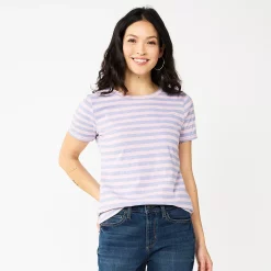 Women's Sonoma Goods For Life® Crewneck Tee -Sonoma Goods For Life Shop 5484998 Pink Purple Stripe