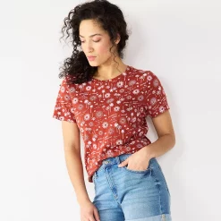 Women's Sonoma Goods For Life® Crewneck Tee -Sonoma Goods For Life Shop 5484998 Rust Sun Trees