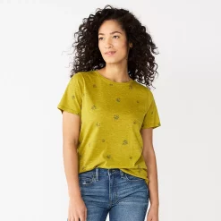 Women's Sonoma Goods For Life® Crewneck Tee -Sonoma Goods For Life Shop 5484998 Yellow Green Floral