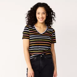 Women's Sonoma Goods For Life® Everyday V-Neck Tee 120 Women's Sonoma Goods For Life® Everyday V-Neck Tee -Sonoma Goods For Life Shop 5485729 Black Multi Stripe