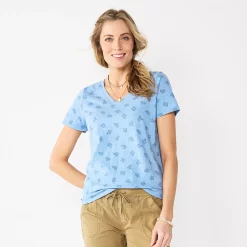 Women's Sonoma Goods For Life® Everyday V-Neck Tee 156 Women's Sonoma Goods For Life® Everyday V-Neck Tee -Sonoma Goods For Life Shop 5485729 Blue Mini Floral