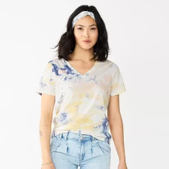 Women's Sonoma Goods For Life® Everyday V-Neck Tee 119 Women's Sonoma Goods For Life® Everyday V-Neck Tee -Sonoma Goods For Life Shop 5485729 Blue Peach Tie Dye