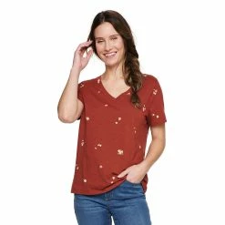 Women's Sonoma Goods For Life® Everyday V-Neck Tee 98 Women's Sonoma Goods For Life® Everyday V-Neck Tee -Sonoma Goods For Life Shop 5485729 Burgandy Rust Floral