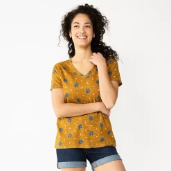 Women's Sonoma Goods For Life® Everyday V-Neck Tee 162 Women's Sonoma Goods For Life® Everyday V-Neck Tee -Sonoma Goods For Life Shop 5485729 Gold Blue Foral