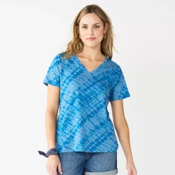 Women's Sonoma Goods For Life® Everyday V-Neck Tee 174 Women's Sonoma Goods For Life® Everyday V-Neck Tee -Sonoma Goods For Life Shop 5485729 Indigo Diagnol Dye