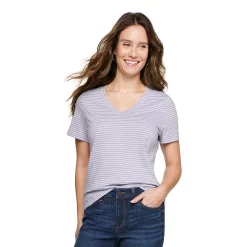 Women's Sonoma Goods For Life® Everyday V-Neck Tee 94 Women's Sonoma Goods For Life® Everyday V-Neck Tee -Sonoma Goods For Life Shop 5485729 Light Purple Stripe