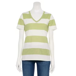 Women's Sonoma Goods For Life® Everyday V-Neck Tee 100 Women's Sonoma Goods For Life® Everyday V-Neck Tee -Sonoma Goods For Life Shop 5485729 Lime Rugby Stripe