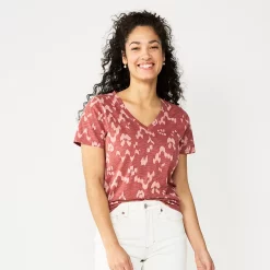 Women's Sonoma Goods For Life® Everyday V-Neck Tee 159 Women's Sonoma Goods For Life® Everyday V-Neck Tee -Sonoma Goods For Life Shop 5485729 Mauve Ikat Dye