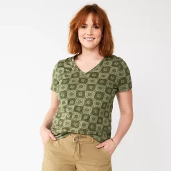 Women's Sonoma Goods For Life® Everyday V-Neck Tee 155 Women's Sonoma Goods For Life® Everyday V-Neck Tee -Sonoma Goods For Life Shop 5485729 Olive Check Floral