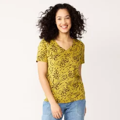 Women's Sonoma Goods For Life® Everyday V-Neck Tee 117 Women's Sonoma Goods For Life® Everyday V-Neck Tee -Sonoma Goods For Life Shop 5485729 Ornate Olive Floral