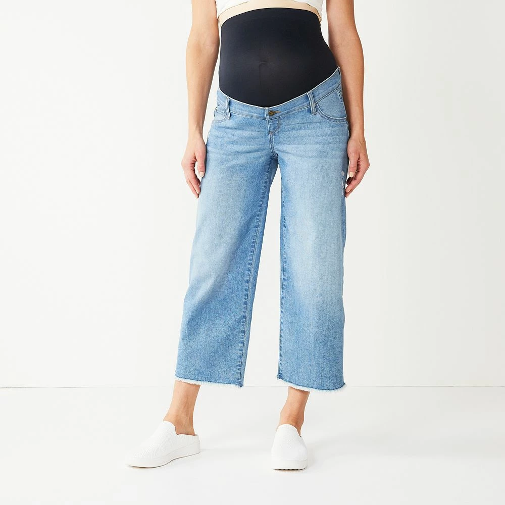 Maternity Sonoma Goods For Life® Over-Belly Frayed-Hem Wide-Leg Crop Jeans 4 Maternity Sonoma Goods For Life® Over-Belly Frayed-Hem Wide-Leg Crop Jeans - Image 4