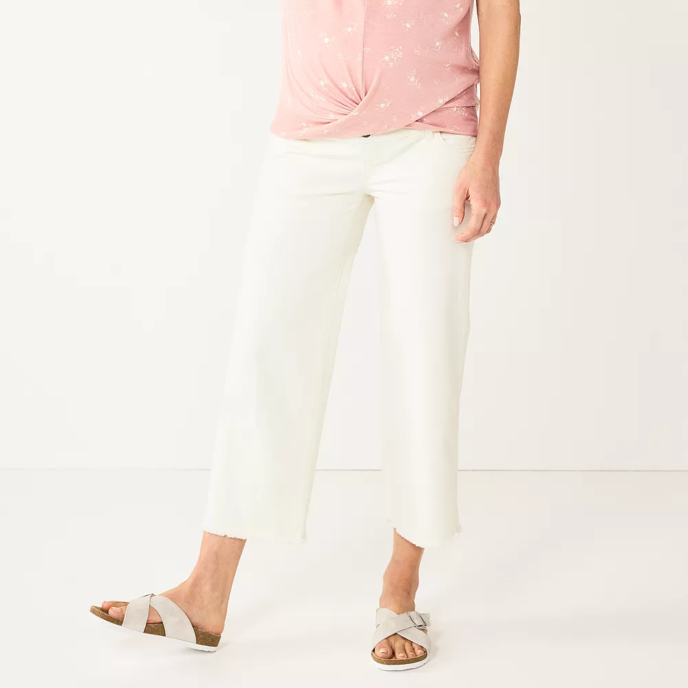 Maternity Sonoma Goods For Life® Over-Belly Frayed-Hem Wide-Leg Crop Jeans 2 Maternity Sonoma Goods For Life® Over-Belly Frayed-Hem Wide-Leg Crop Jeans - Image 2