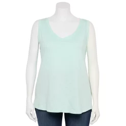 Plus Size Sonoma Goods For Life® V-Neck Swing Tank -Sonoma Goods For Life Shop 5497118 Bias Blue