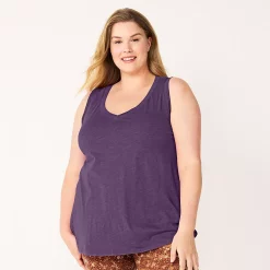 Plus Size Sonoma Goods For Life® V-Neck Swing Tank -Sonoma Goods For Life Shop 5497118 Jolly Purple