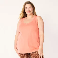 Plus Size Sonoma Goods For Life® V-Neck Swing Tank -Sonoma Goods For Life Shop 5497118 Natural Coral