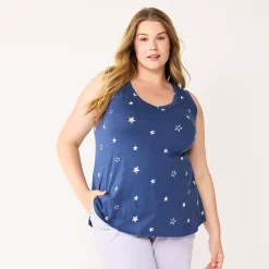 Plus Size Sonoma Goods For Life® V-Neck Swing Tank -Sonoma Goods For Life Shop 5497118 Navy Stars