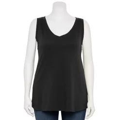 Plus Size Sonoma Goods For Life® V-Neck Swing Tank -Sonoma Goods For Life Shop 5497118 Pitch Black