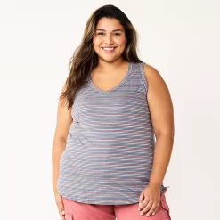 Plus Size Sonoma Goods For Life® V-Neck Swing Tank -Sonoma Goods For Life Shop 5497118 Plum Stripe
