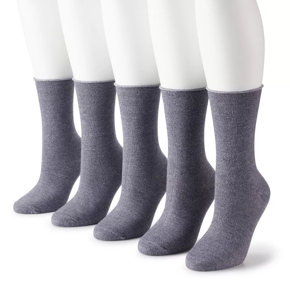 Women's Sonoma Goods For Life® 5-Pack Roll Top Crew Socks 2 Women's Sonoma Goods For Life® 5-Pack Roll Top Crew Socks - Image 2