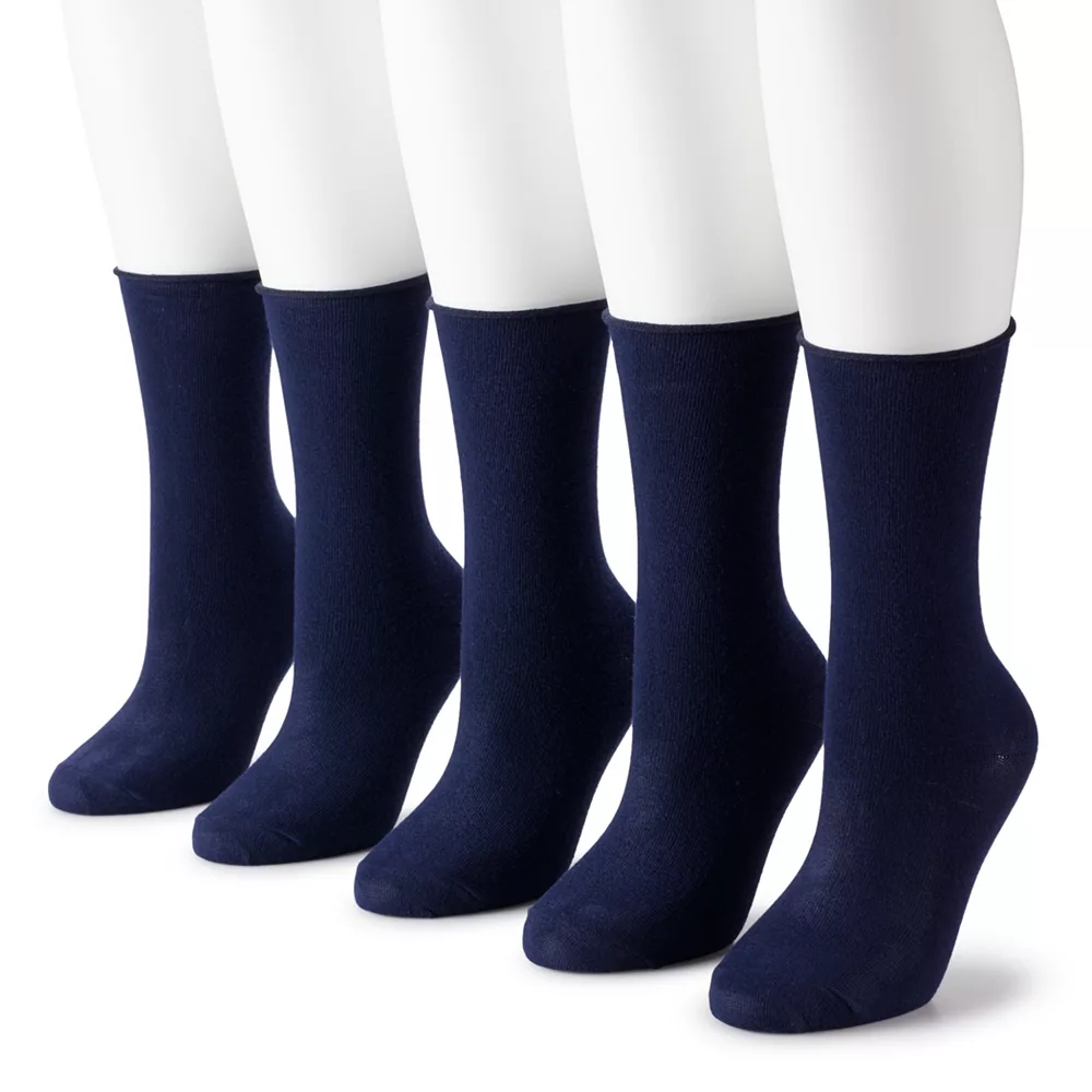 Women's Sonoma Goods For Life® 5-Pack Roll Top Crew Socks 3 Women's Sonoma Goods For Life® 5-Pack Roll Top Crew Socks - Image 3