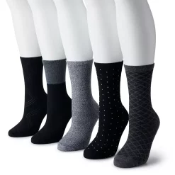 Women's Sonoma Goods For Life® 5-Pack Geo Crew Socks -Sonoma Goods For Life Shop 5497546 Black Multi
