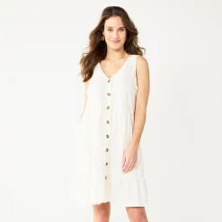 Women's Sonoma Goods For Life® Sleeveless Tiered Knit Dress 10 Women's Sonoma Goods For Life® Sleeveless Tiered Knit Dress -Sonoma Goods For Life Shop 5501602 Ivory