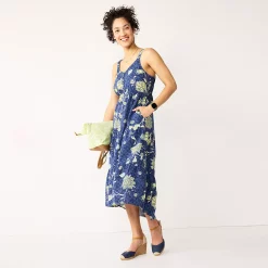 Women's Sonoma Goods For Life Tiered Midi Dress -Sonoma Goods For Life Shop 5504040 Blue Floral