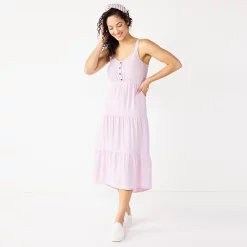 Women's Sonoma Goods For Life Tiered Midi Dress -Sonoma Goods For Life Shop 5504040 Lilac Stripe