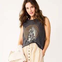 Women's Sonoma Goods For Life® Muscle Graphic Tank -Sonoma Goods For Life Shop 5504455 Gray Cowboy