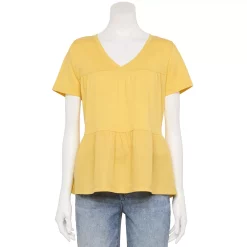 Women's Sonoma Goods For Life® Tiered V-Neck Top -Sonoma Goods For Life Shop 5508144 Yellow