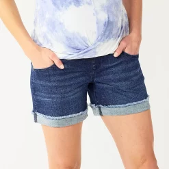 Maternity Sonoma Goods For Life® Over-The-Belly Panel Jean Shorts -Sonoma Goods For Life Shop 5514842 Dark Wash