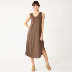 Women's Sonoma Goods For Life® Sleeveless Shirttail Knit Midi Dress -Sonoma Goods For Life Shop 5522320 Brown