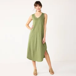 Women's Sonoma Goods For Life® Sleeveless Shirttail Knit Midi Dress -Sonoma Goods For Life Shop 5522320 Olive