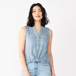 Women's Sonoma Goods For Life® Popover V-neck Utility Tank -Sonoma Goods For Life Shop 5522895 Dusty Blue