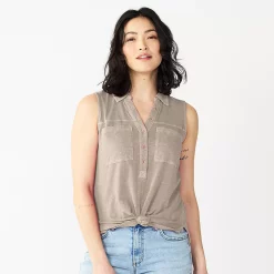 Women's Sonoma Goods For Life® Popover V-neck Utility Tank -Sonoma Goods For Life Shop 5522895 Khaki Brown
