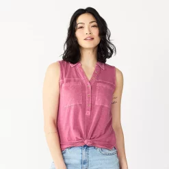 Women's Sonoma Goods For Life® Popover V-neck Utility Tank -Sonoma Goods For Life Shop 5522895 Raspberry