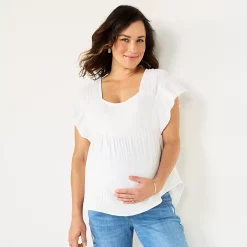 Maternity Sonoma Goods For Life® Squareneck Ruffle Top -Sonoma Goods For Life Shop 5525569 Vital White