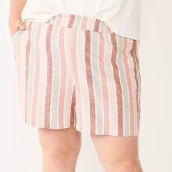 Plus Size Sonoma Goods For Life® Easy Pull-On Shorts -Sonoma Goods For Life Shop 5526465 Mauve Multi Stripe