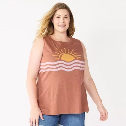 Plus Size Sonoma Goods For Life® Graphic Muscle Tank -Sonoma Goods For Life Shop 5529302 Brown Sunset