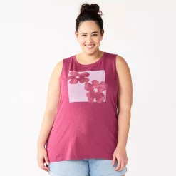 Plus Size Sonoma Goods For Life® Graphic Muscle Tank -Sonoma Goods For Life Shop 5529302 Purple Floral