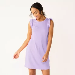 Women's Sonoma Goods For Life® Ruffle Sleeveless Knit Dress -Sonoma Goods For Life Shop 5535468 Purple