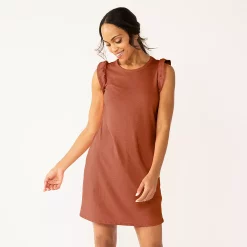 Women's Sonoma Goods For Life® Ruffle Sleeveless Knit Dress -Sonoma Goods For Life Shop 5535468 Rust Red