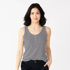 Women's Sonoma Goods For Life® Striped Henley Tank -Sonoma Goods For Life Shop 5542172 Black White Strip E
