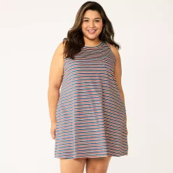 Plus Size Sonoma Goods For Life® Pocket Sleeveless Swing Dress -Sonoma Goods For Life Shop 5546108 Americana Stripe