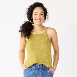 Women's Sonoma Goods For Life® Squareneck Camisole -Sonoma Goods For Life Shop 5546411 Lime Geo Print