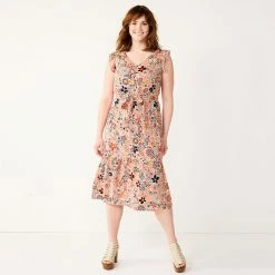 Women's Sonoma Goods For Life® Ruffle Midi Dress -Sonoma Goods For Life Shop 5547162 Pink Floral
