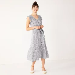 Women's Sonoma Goods For Life® Ruffle Midi Dress -Sonoma Goods For Life Shop 5547162 Purple Floral