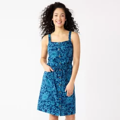 Women's Sonoma Goods For Life® Print Button-Front Tank Dress -Sonoma Goods For Life Shop 5547163 Blue Floral