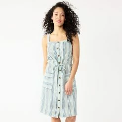 Women's Sonoma Goods For Life® Print Button-Front Tank Dress -Sonoma Goods For Life Shop 5547163 Blue Stripe