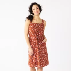 Women's Sonoma Goods For Life® Print Button-Front Tank Dress -Sonoma Goods For Life Shop 5547163 Brown Floral